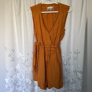 Anthropologie Maeve mustard yellow romper